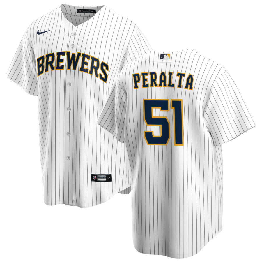 Nike Men #51 Freddy Peralta Milwaukee Brewers Baseball Jerseys Sale-White